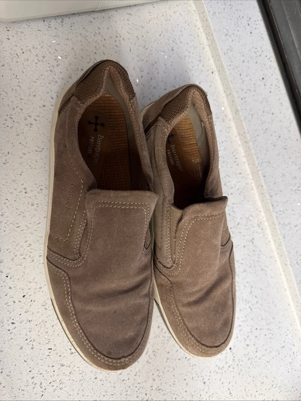 BareTraps Men's Taupe Slip-On Suede Loafers